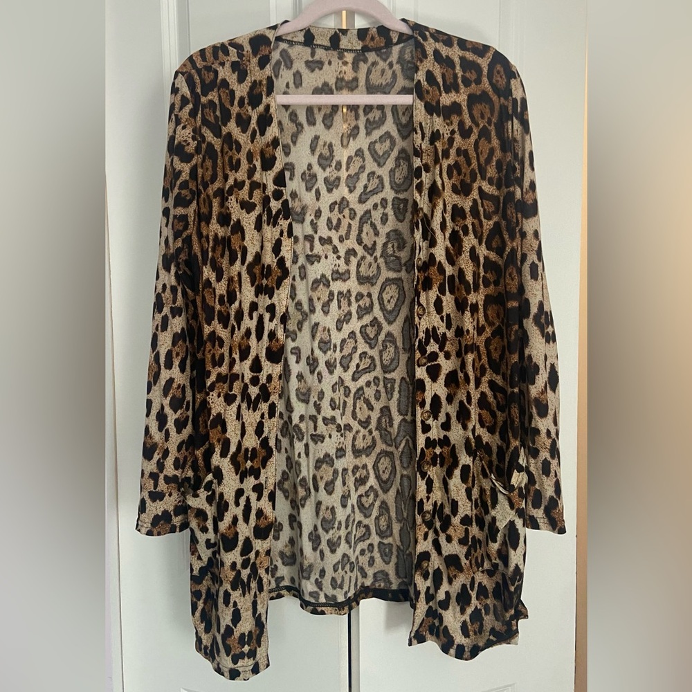Leopard Print Open Cardigan